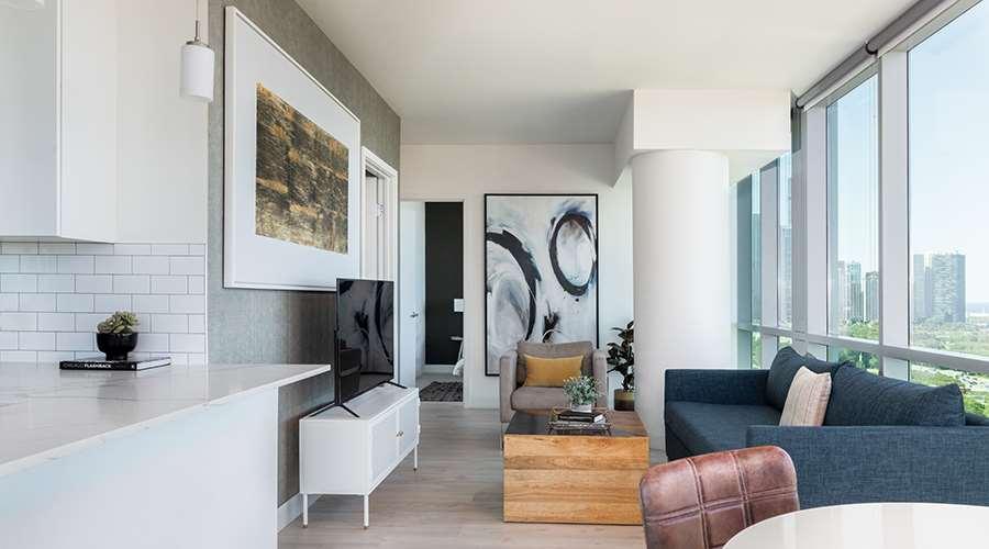 Sentral Michigan Avenue Aparthotel Chicago Phòng bức ảnh Interior of a typical apartment